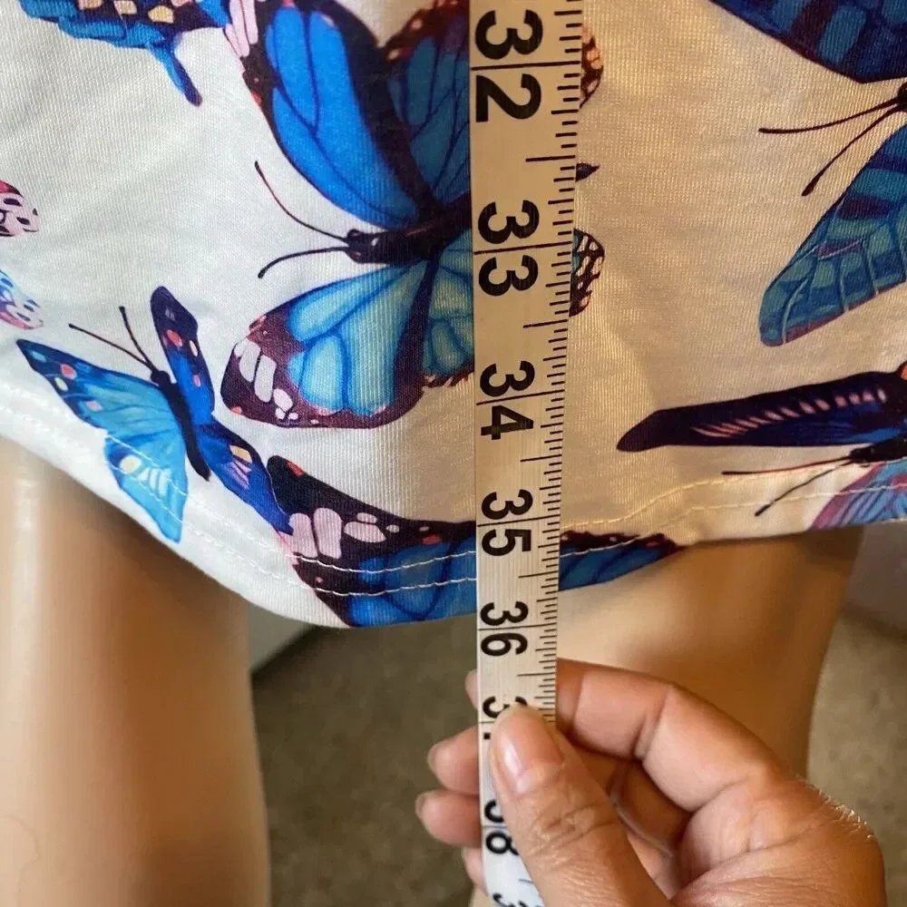 VTG Y2K Mini Dress Size S-M Butterflies Print Cottage core Fairy Feminine Casual - Picture 3 of 7